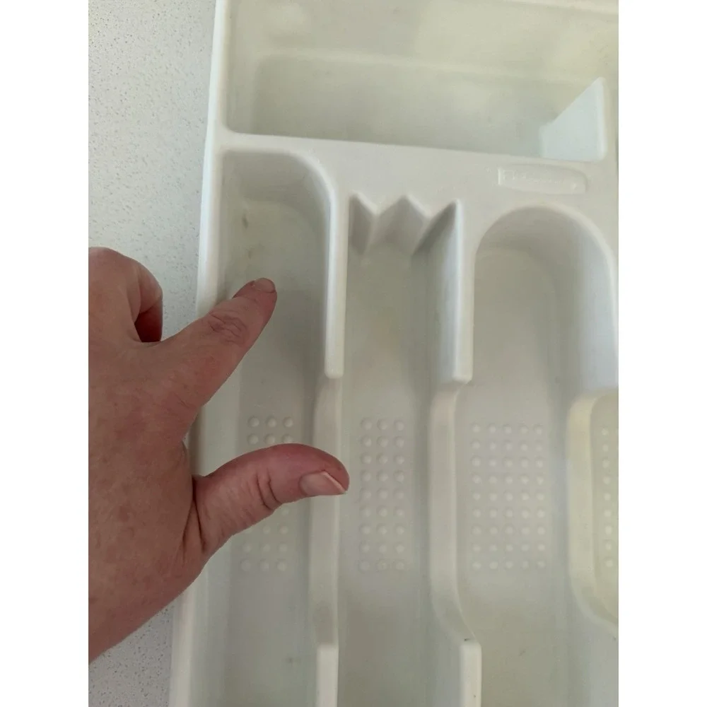 VTG Rubbermaid WhiteSilverware Flatware Utensil Holder Tray #2919 Made In USA